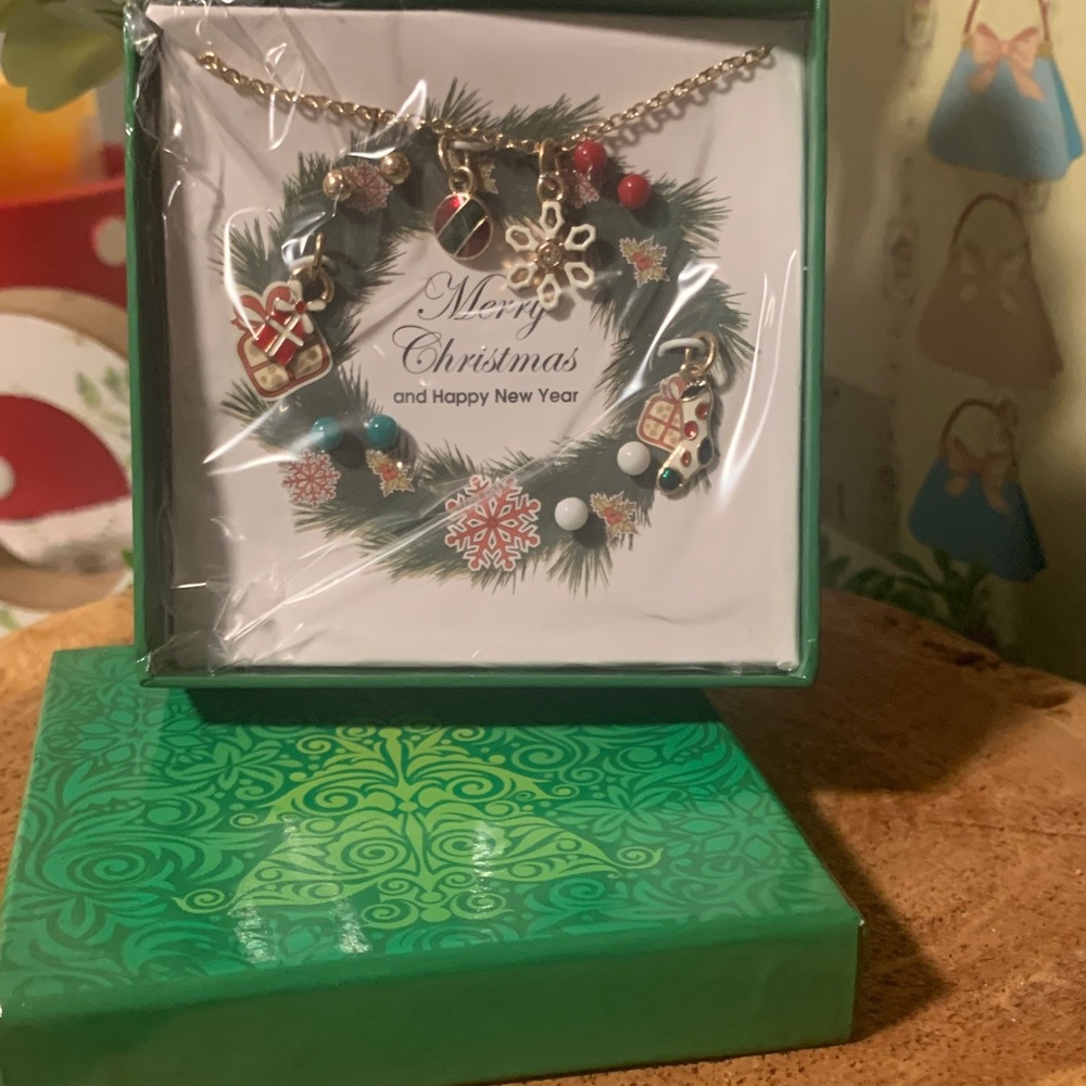 Festive Charm Necklace & Earrings with Holiday Accents
